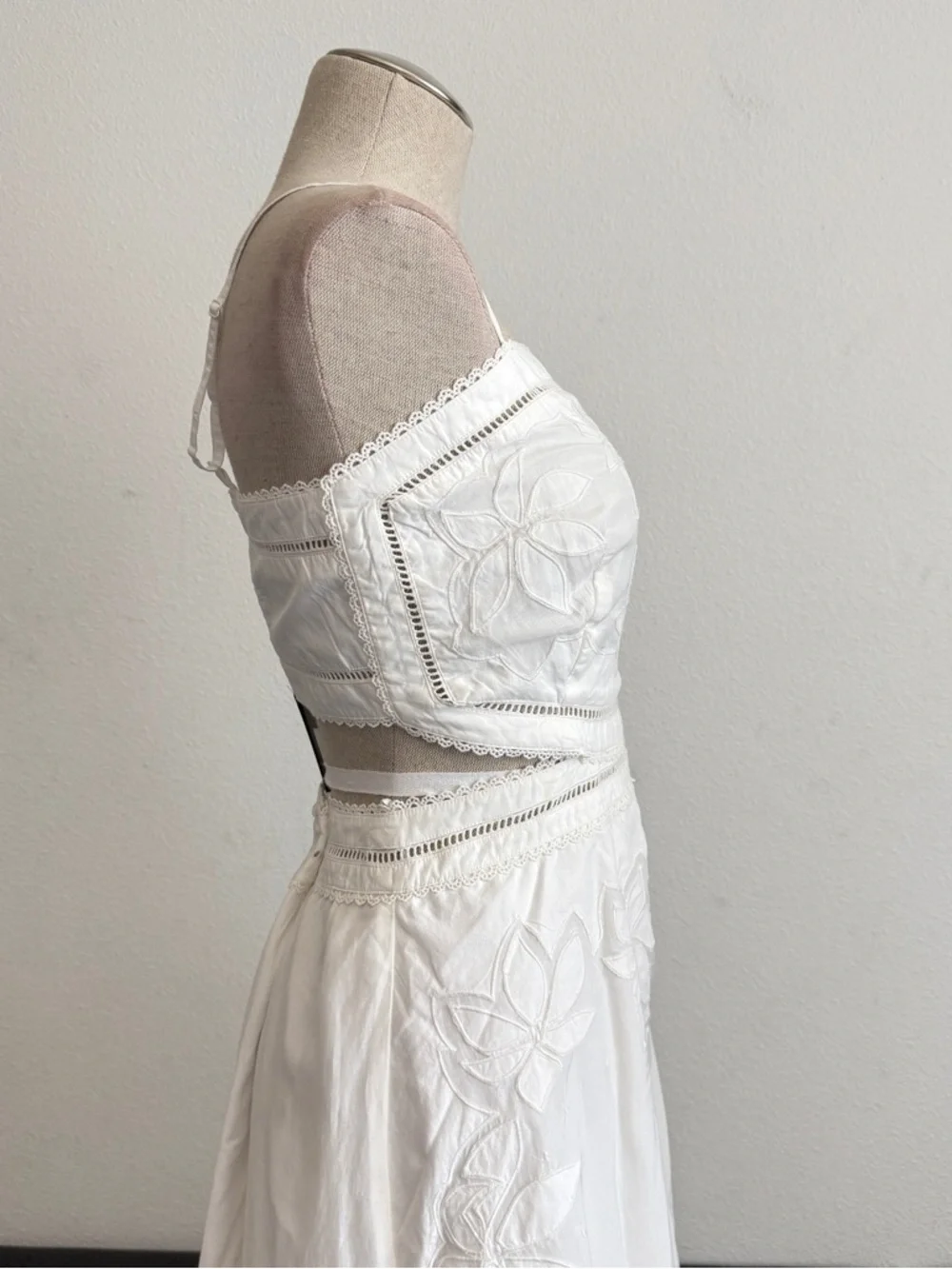 AllSaints Mala Broderie Dress Chalk White Size US 10 / UK 14 NWT - Picture 7 of 13
